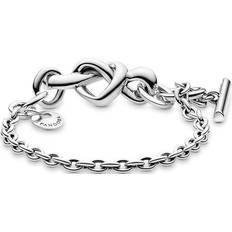 Damen Armbänder Pandora Knotted Heart T-Bar Bracelet - Silver