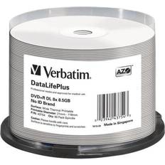 Verbatim DVD+R No ID Brand 8.5GB 8x Spindle 50-Pack Wide Thermal
