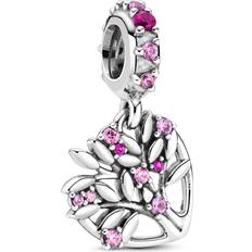 Ruby Jewelry Pandora Pink Heart Family Tree Dangle Charm - Silver/Pink/Purple