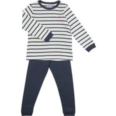 Petit Bateau Nachtwäsche Petit Bateau Boy's Organic Cotton Pyjamas with Sailor Stripes - Marshmallow Smoking/Smoking Blue (A01DE01040)