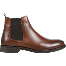 Polyester Chelsea Boots Jack & Jones Inspired Leather Boots - Brown/Cognac