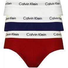 Calvin Klein Briefs - Herren Unterhosen Calvin Klein Cotton Stretch Hip Brief 3-pack - White/Red Ginger/Pyro Blue