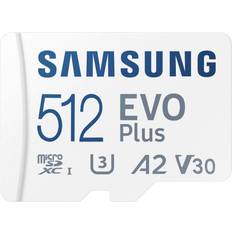 512 GB - microSDXC Minnekort Samsung Evo Plus microSDXC Class 10 UHS-I U3 V30 A2 130 MB/s 512GB +Adapter