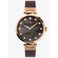 Accurist Mesh Ladies Contemporary Rose Plated Burgundy Mother of Pearl Dial Strap (8306)