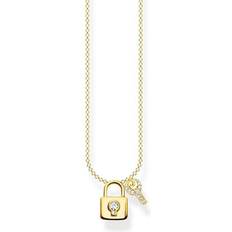Thomas Sabo Lock with Key Necklace - Gold/Transparent