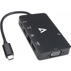 V7 USB C-VGA/HDMI/RJ45/2xUSB A/USB C M-F Adapter