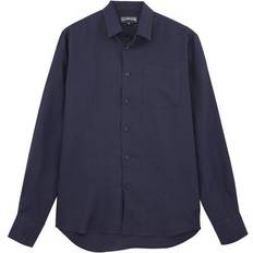 Linen Shirts - Men Vilebrequin Linen Solid Shirt - Navy/Blue