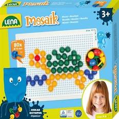 Lena Kreativitet & hobby Lena 35602 80 Transparent 15 mm Ø. Mosaic Set with templates, 21 x 16 cm, peg Board Game for Children from 3 Years