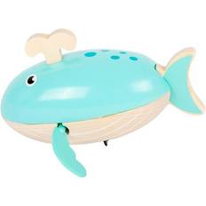 Tre Badeleker Small Foot 11659 Wooden Whale, Wind-up Toy for The Water, for Children Aged 24 Months
