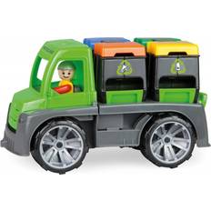 Lena Leker Lena 04453 Truxx Recycling Garbage Approx. 26 cm, Robust, Rubbish Truck with Function, 2 Double Wheelie Bins and Fully Movable Toy Figure, for Children from 2 Years, Green