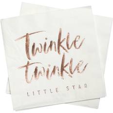 Ginger Ray Paper Napkins Twinkle Twinkle White/Rose Gold 16-pack