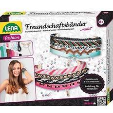 Lena Kreativitet & hobby Lena 42116 Craft Multi Friendship, 2 Satin Ribbons, 140 Threading Beads, Knotting Children from 8 Years of Age. Complete Set with Instructions for 10 Bracelets, Multicoloured