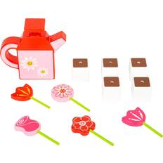 Holzspielzeug Gießkannen Small Foot 12048 Flower Set with Watering Can, made of wood, FSC 100%-certified, garden toys, active role-playing, Multicolored
