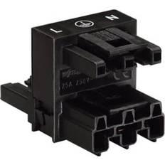 Wago Mains H distributor Mains plug, Mains socket Mains socket Total number of pins: 2 PE Black 1 pc(s)