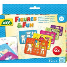 Lena Kreativitet & hobby Lena 65750 Drawing, 6 1 Figure, Matching Clothes and Accessories, Painting Stencil Set for Children Aged 3 Years and Above, Multicoloured