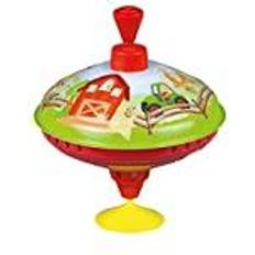 Sandspielzeuge Lena 52260 tin Humming Farm Yard Ø 16 cm, Spinning, Classic Pump Action, Metal Animal Motifs, Stand, Toy top for Children from 18 Months