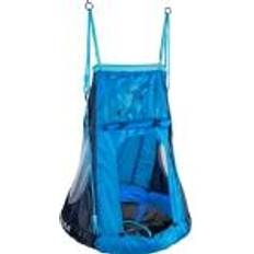 Hudora Cosmos 90 Nest Swing with Tent and LED Lighting, Blue/Black