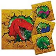 Folat 61852 Dinosaur Napkins-25 x 25 cm-1 x Pack of 16, Colourful, Standard Size