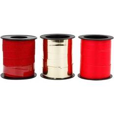 Gavebånd Creativ Company Curling Ribbon, W: 10 mm, gold, red, red glitter, 3x15 m/ 1 pack