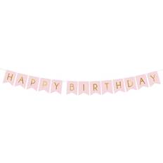 PartyDeco Happy Birthday girlang i rosa