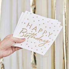 Ginger Ray Gold Foiled Happy Birthday Paper Party Napkins 12 Pack Mix it Up