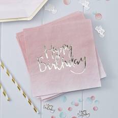 Ginger Ray Pink Ombre Happy Birthday Party Paper Napkins 16 Pack