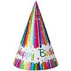 Unique Party 49571 Rainbow Ribbons Birthday Party Hats, Pack of 8