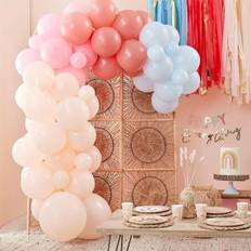 Blå Ballongbuer Ginger Ray Muted Pastel Peach, Pink and Blue DIY Balloon Arch Kit Party Decorations 75 Pack