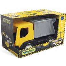 Wader 35361 35361-Tech Truck Bin Truck Sturdy Truck with Container and Movable Wheelie Bin, Approx. 26 x 14.5 x 19 cm, Yellow, from 12 Months, Ideal as a Gift for Creative Play