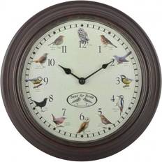 Brune Veggklokker Esschert Design Clock with Birdsounds Veggklokke 30.1cm