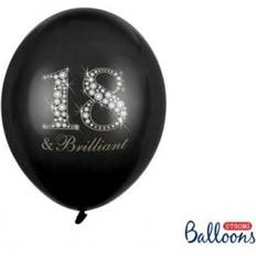 PartyDeco 6-pack Ballonger 18 År Pastel Black Svart