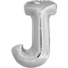 Amscan 9909559 9909559-Silver Letter J SuperShape Foil Balloon-40, Silver