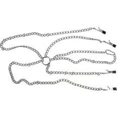 Fetish Collection Metal Chain Harness with Nipple and Labia Clamps