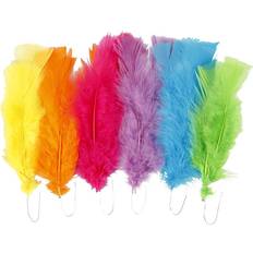 Fjær Creativ Company Feathers, L: 11-17 cm, assorted colours, 18 bundle/ 1 pack
