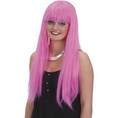 Kort parykk Hisab Joker Long Pink Wig with Bangs