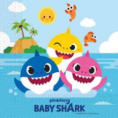 Procos 10232203 92542 Serviettes Baby Shark Fun in The Sun 33 x 33 cm Pack of 20 Birthday Theme Party