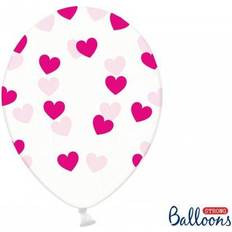 PartyDeco Ballonger Transparenta med Rosa Hjärtan 6-pack