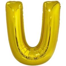 Amscan 9909596 9909596-Gold Letter U SuperShape Foil Balloon-44, Gold