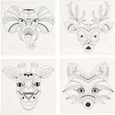Stretched Canvas With Print, animals, size 20x20 cm, 280 g, white, 4 pc/ 1 pack