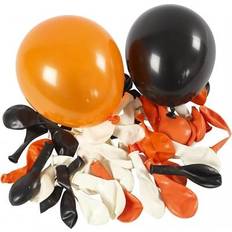 Creotime Balloons, Round, D: 23-26 cm, black, orange, white, 100 pc/ 1 pack
