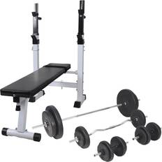 Weight Plates Exercise Bench Set vidaXL Training Bench Set