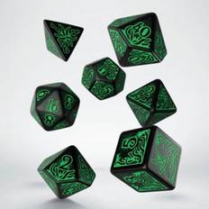 Q WORKSHOP Call Of Cthulhu 7th Edition black & green RPG Ornamented Dice Set 7 Polyhedral Pieces