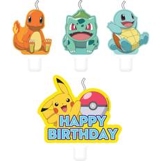 Amscan 9904828 Pokémon Party Birthday Cake Candles Set 4 Pieces