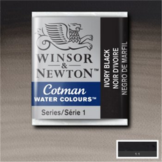 Svarte Akvarellmaling Winsor & Newton Cotman Watercolour Paint Half Pan – Ivory Black 331
