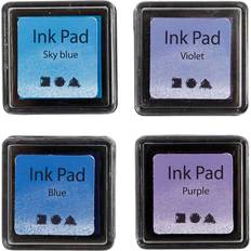 Frimerker & stempler Colortime Ink Pad, H: 2 cm, size 3,5x3,5 cm, blue, sky blue, purple, violet, 4 pc/ 1 pack