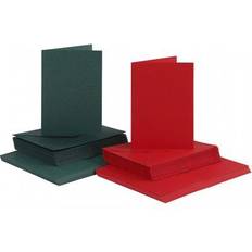 Cards and Envelopes, card size 10,5x15 cm, envelope size 11,5x16,5 cm, 110 230 g, green, red, 50 set/ 1 pack