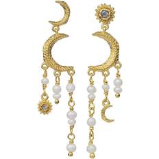 Smykker Maanesten Astrea Earrings - Gold/Labradorit/Pearls