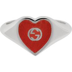 Gucci Ringe Gucci Interlocking G Heart Ring - Silver/Red