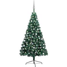 Sølv Juletrær vidaXL Half LEDs & Ball Juletre 150cm