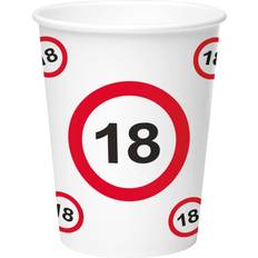 Folat 18th Birthday Traffic Sign Paper Cups 350 ml- 8 Pieces Multi Colors
